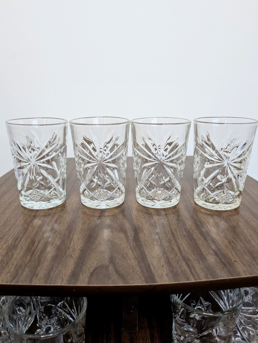 Set Of 10 Vintage 60s Anchor Hocking Prescut Pattern Flat Tumblers Pressed Glass - Picture 13 of 16